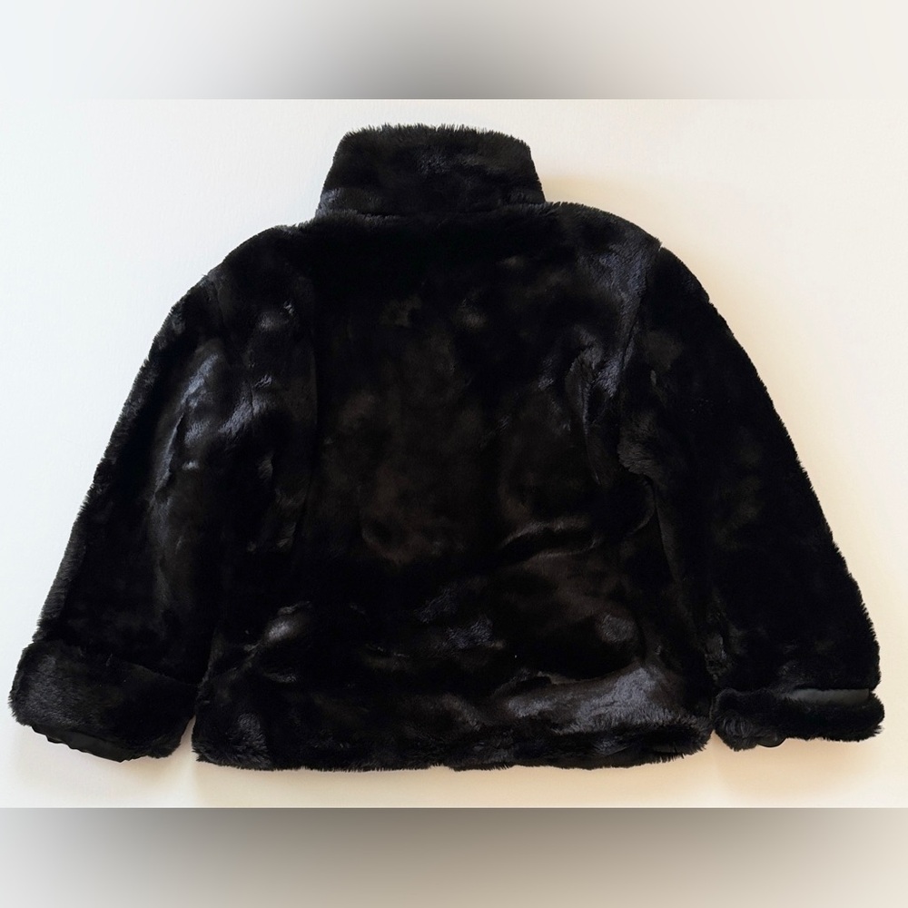 Gap Girls Black Faux Fur Jacket Coat Long Sleeve - Picture 3 of 4
